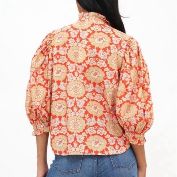 Oliphant Short Sleeve Pintuck Button Down Blouse Size S - Picture 2 of 15